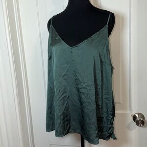 Women's XL top, Stars Above Satin Green Camisole, sleep top